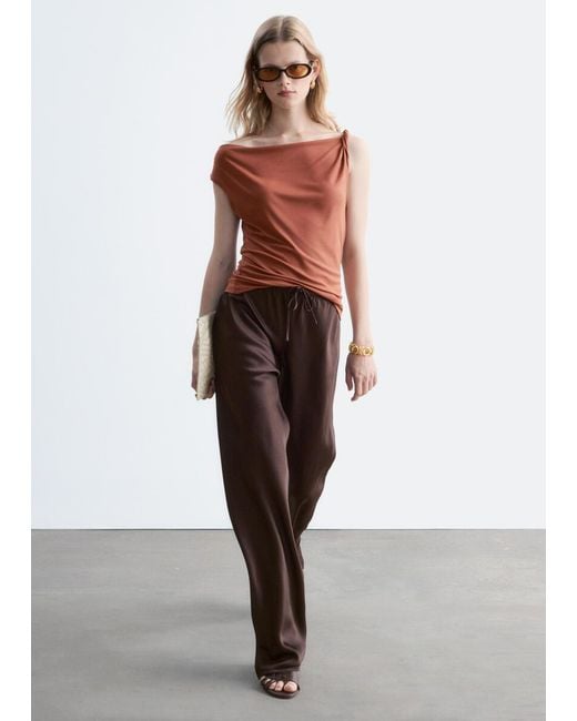 & Other Stories Red Twist-Shoulder Jersey Top