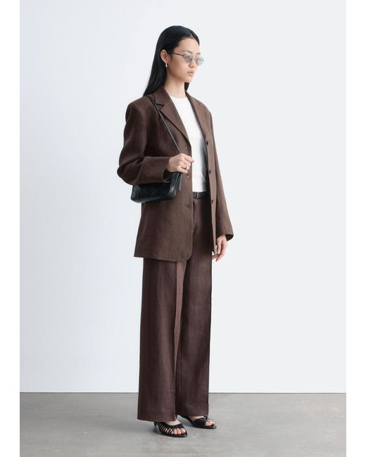& Other Stories White Tapered Linen Blazer