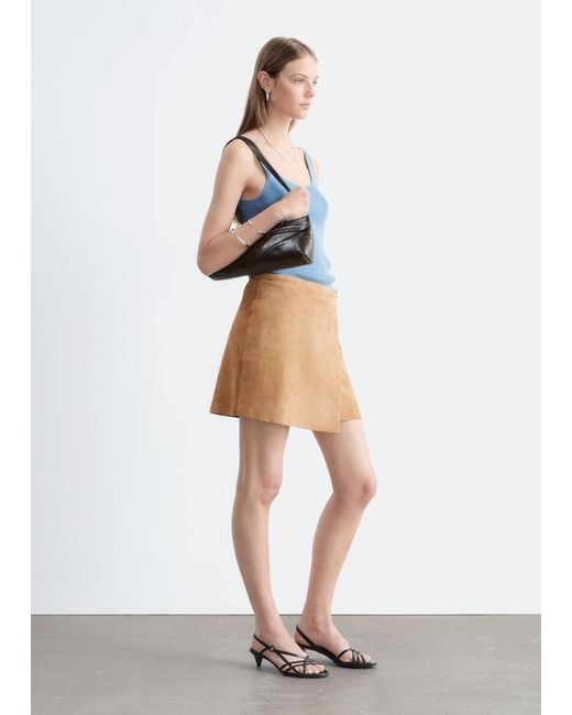& Other Stories White Suede Mini Skirt