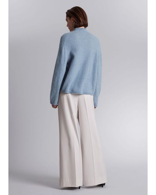 & Other Stories Blue Mock-neck Knit Sweater