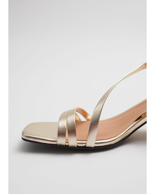 & Other Stories Natural Strappy Block Heel Leather Sandals