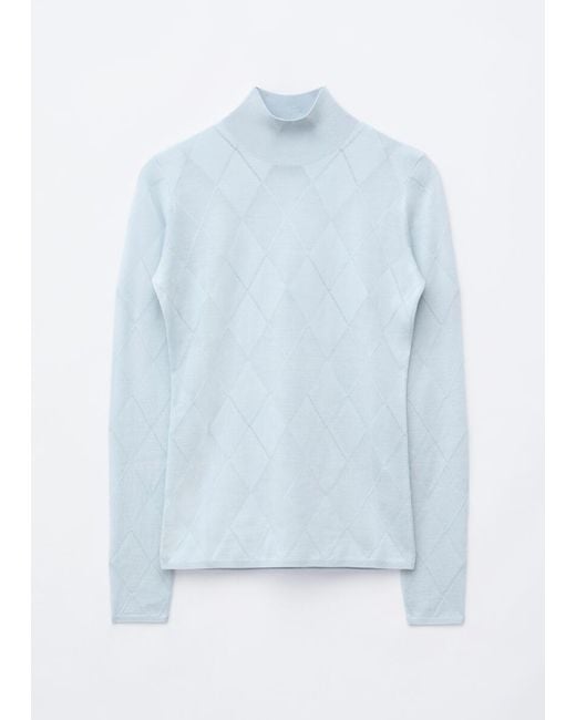 & Other Stories Blue Mock Neck Wool Top