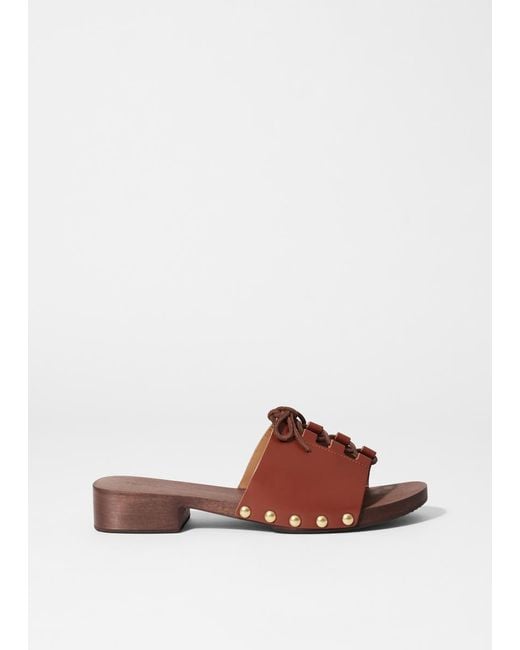 & Other Stories Brown Lace-Up Clog Sandals