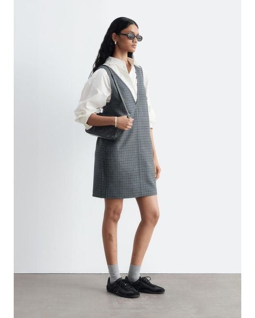 & Other Stories Gray Houndstooth Dress