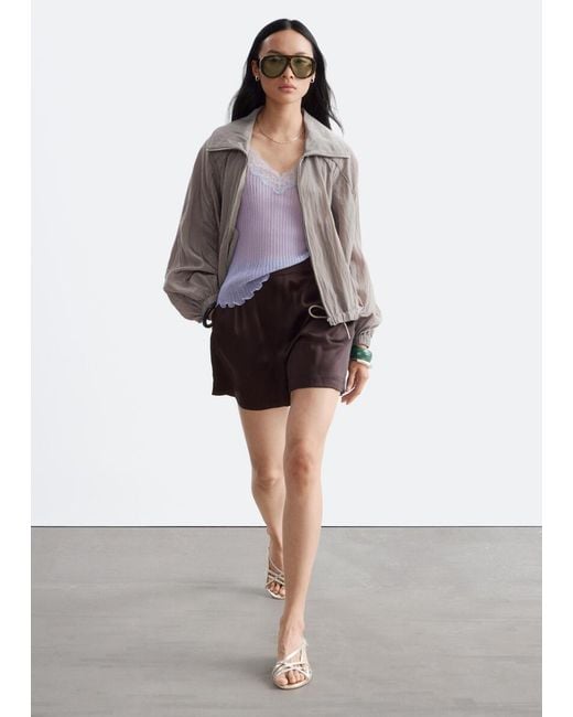 & Other Stories Brown Satin Pull-On Shorts
