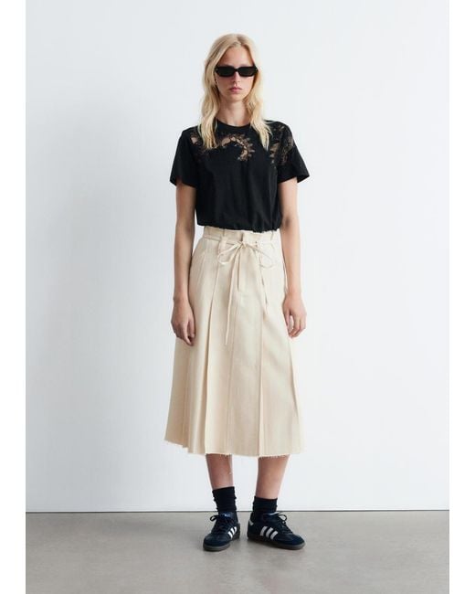 & Other Stories Black Lace Embroidery T-Shirt