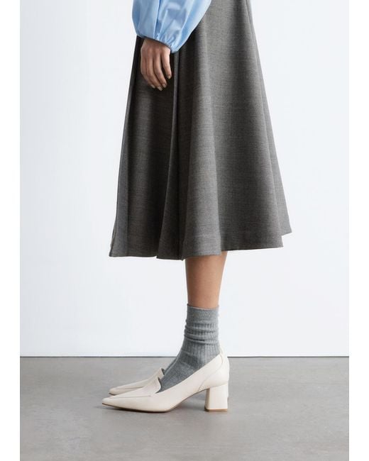 & Other Stories Gray Leather Loafer Pumps