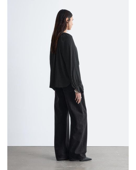 & Other Stories Black Balloon-Sleeve Blouse