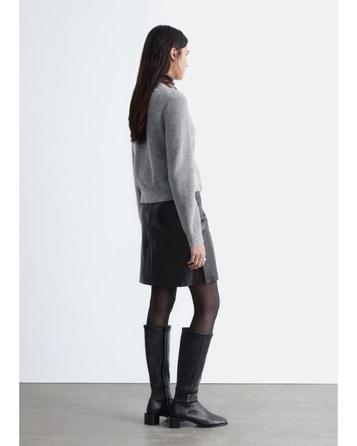 & Other Stories Gray Rib-Knit Cardigan