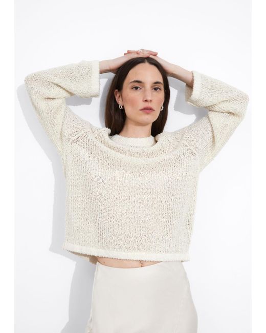 & Other Stories White Silk-blend Knit Top