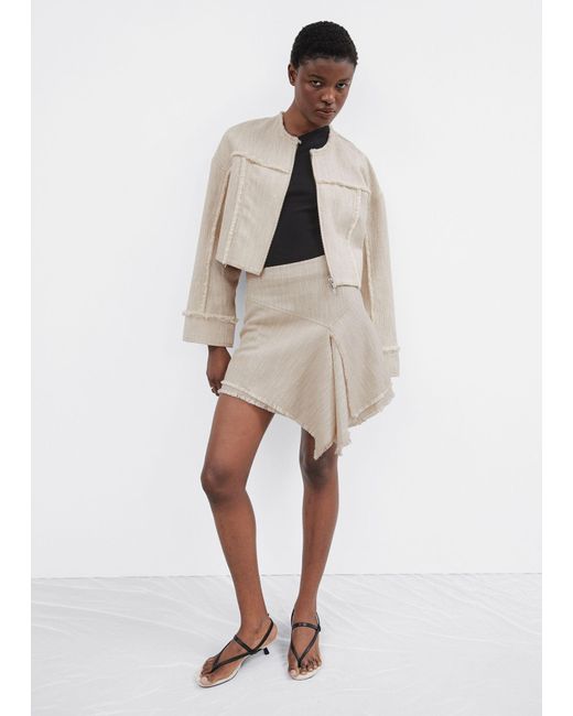 & Other Stories Natural Layered Asymmetric Mini Skirt