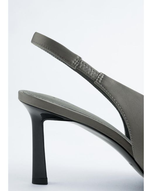 & Other Stories Black Satin Slingback Pumps