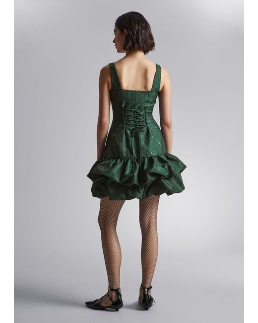& Other Stories Green Sleeveless Bubble Mini Dress