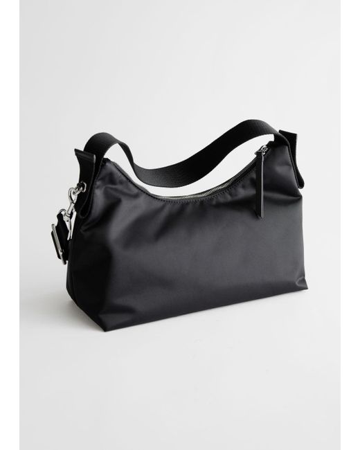 & Other Stories Black Nylon Duo Strap Shoulder Bag