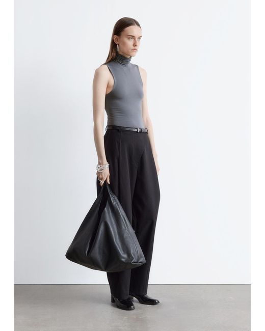 & Other Stories Gray Sleeveless Turtleneck Top