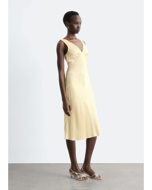 & Other Stories Multicolor V-Neck Slip Midi Dress