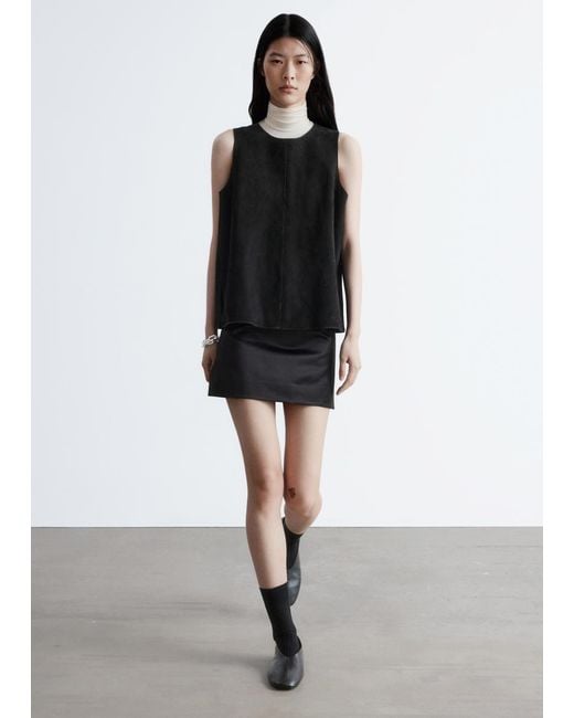 & Other Stories Black Oversized Suede Top