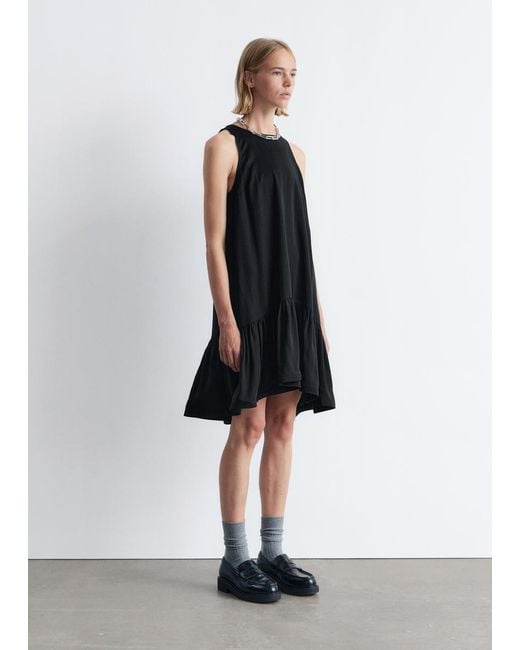 & Other Stories Women's Black Frill Mini Dress