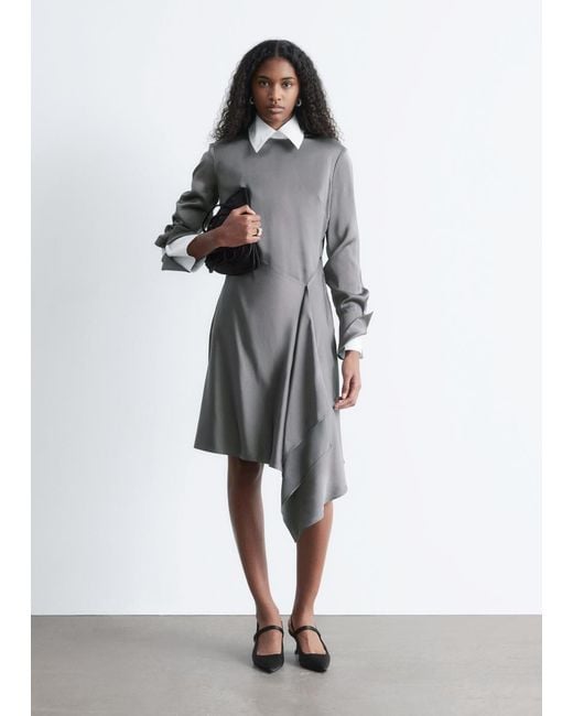 & Other Stories Women's Gray Asymmetric Long-Sleeve Mini Dress - www.stlouis.ac.tz & Other Stories Women's Gray Asymmetric Long-Sleeve Mini Dress - www.stlouis.ac.tz