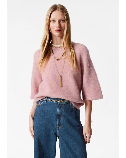 & Other Stories Pink Alpaca-Blend Knitted Top