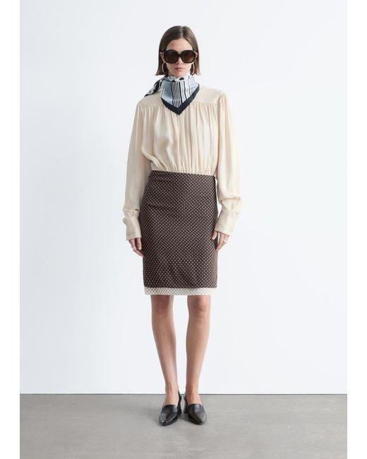 & Other Stories White Knee-Length Slip Skirt