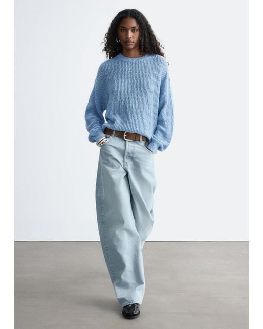 & Other Stories Blue Silk-Cotton Knit Jumper
