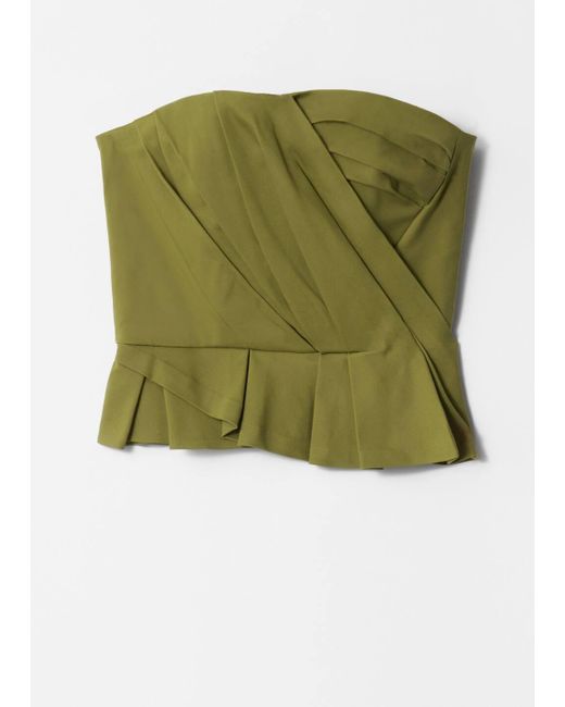 & Other Stories Green Draped Asymmetric Top