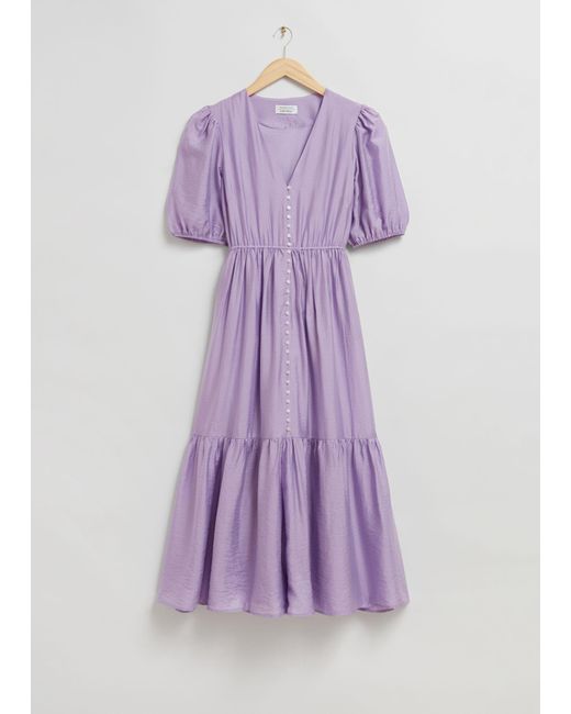 & Other Stories Purple Tiered Maxi Dress
