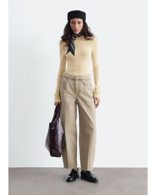 & Other Stories Natural Plain-Knit Wool Top