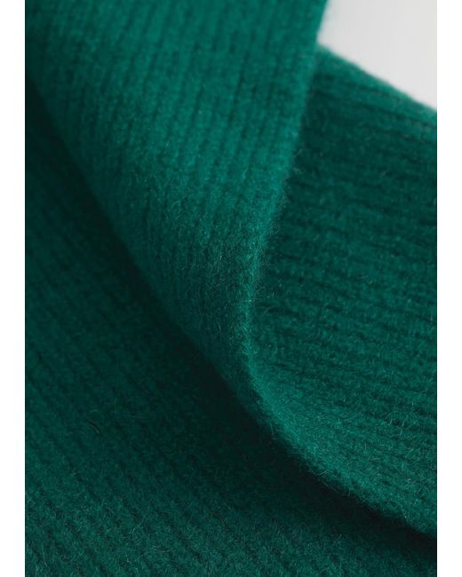 & Other Stories Green Cashmere Knit Scarf