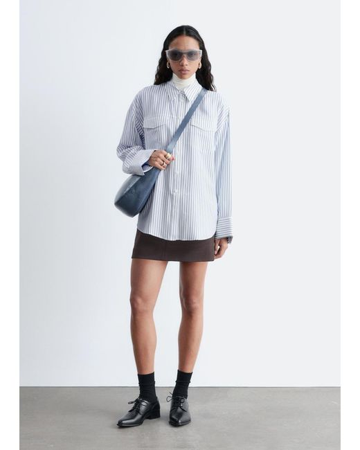 & Other Stories Blue Striped Patch-Pocket Shirt