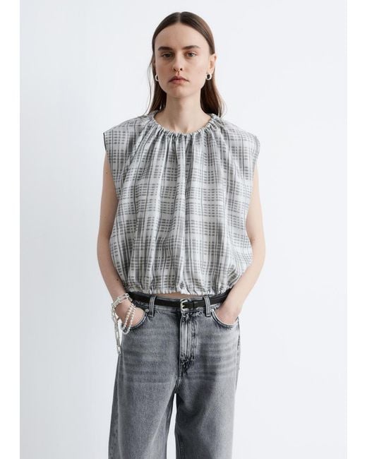& Other Stories White Drawstring Silk Top