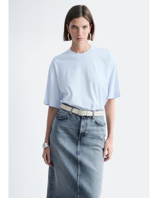 & Other Stories Blue Oversized Cotton T-Shirt