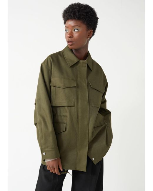 & Other Stories Oversized Collared Jacket in Green Lyst