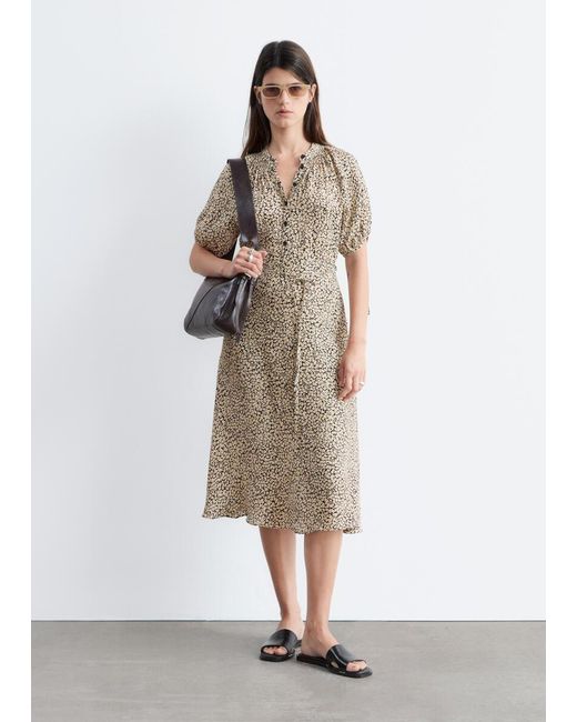 & Other Stories White Tie-Waist Midi Dress