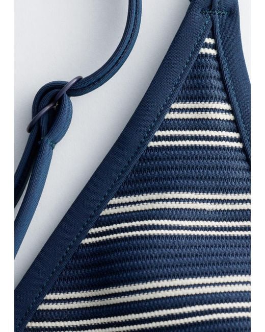 & Other Stories Blue Cross-Back V-Neck Swimsuit