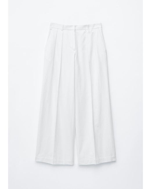 & Other Stories White Pleated Cotton-Linen Trousers