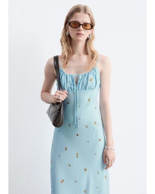 & Other Stories Blue Drawstring Midi Dress