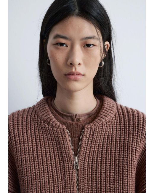 & Other Stories Brown Knitted Wool Bomber Jacket