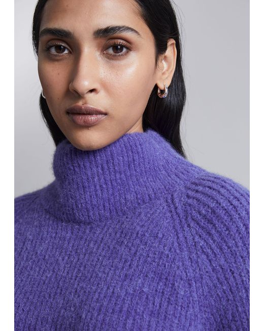 & Other Stories Purple Knitted Mock Neck Jumper