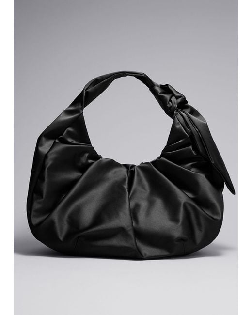 & Other Stories Black Large Satin Shoulder Bag