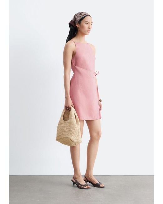 & Other Stories Pink Linen Mini Dress