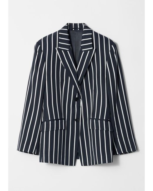 & Other Stories Blue Tailored Wide-Shoulder Blazer