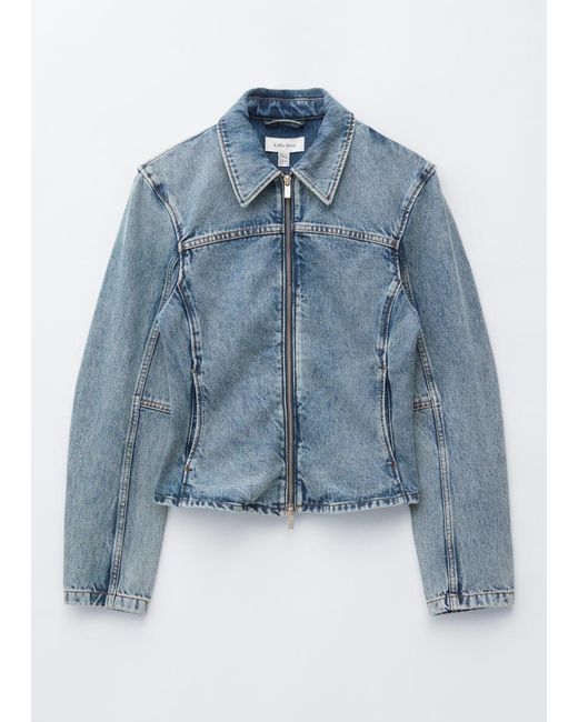 & Other Stories Blue Fitted Zip-Up Denim Jacket