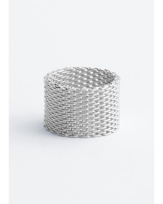 & Other Stories White Mesh Ring