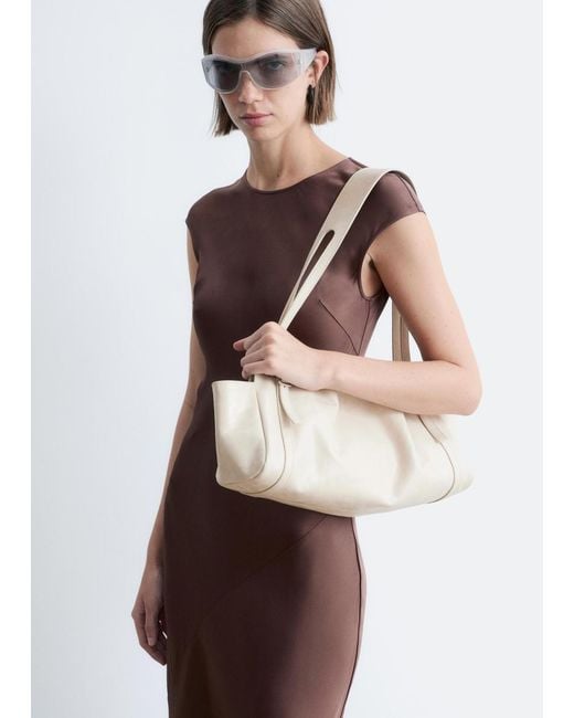 & Other Stories Brown Fitted Satin Maxi Dress