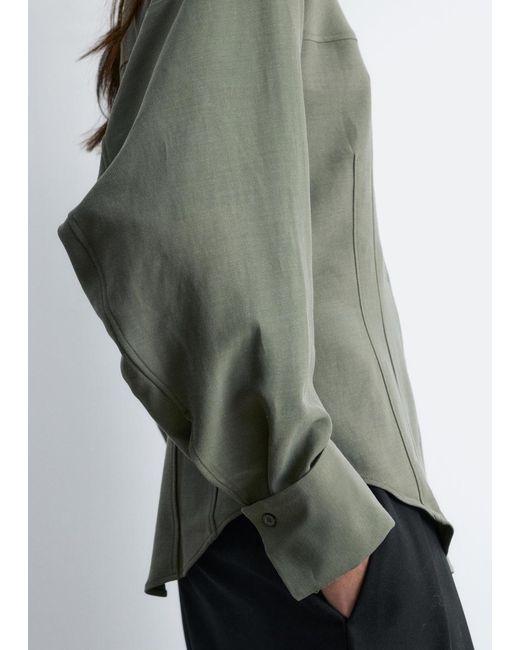 & Other Stories Gray Balloon-Sleeved Tapered Shirt