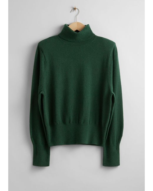 & Other Stories Green Merino Turtleneck Knit Sweater