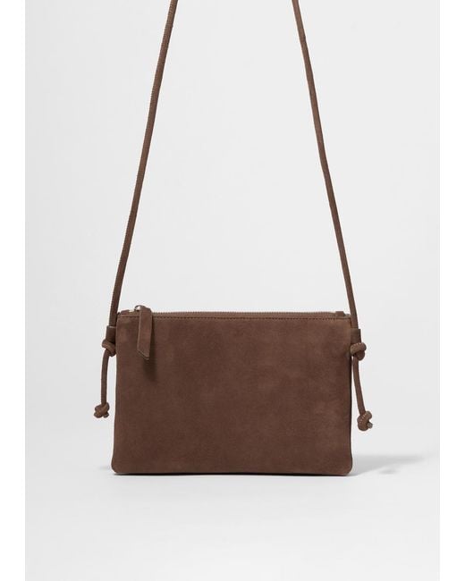 & Other Stories Brown Small Suede Crossbody Bag