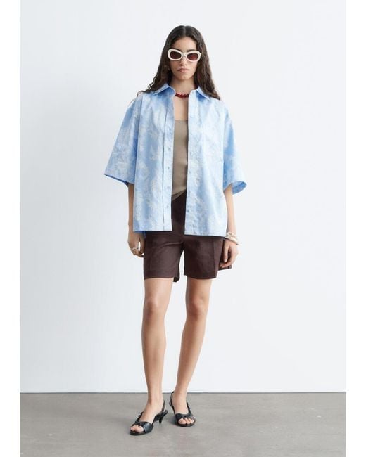 & Other Stories Blue Cotton Short-Sleeve Shirt